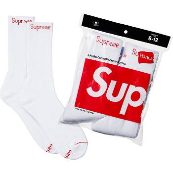 Calcetines Supreme Hanes® Crew Socks (4 Pack) Blancas | Supreme 535EX